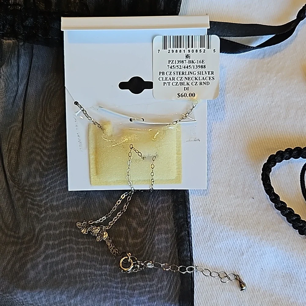 Giani Bernini NWT sterling silver cubic zirconia black 16" extention necklace - Picture 3 of 5